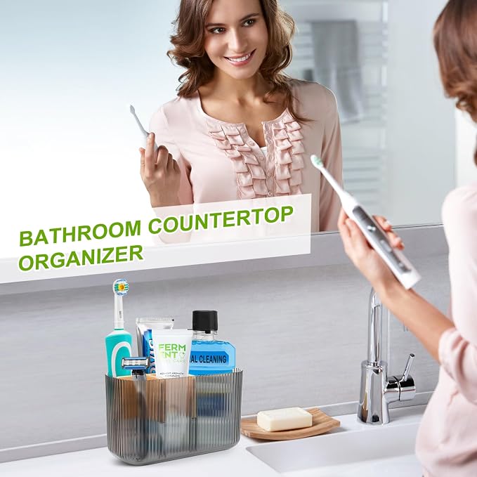 GFWARE Clear Acrylic Toothbrush Holder, 5 Slots Bathroom Storage Organizer | - Image 2