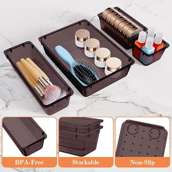 SpaceHacks 25 PCS Plastic Drawer Organizer, 4-Size Versatile Organizer Trays & - Image 3