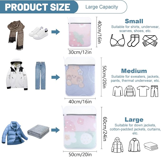 3-Pack Durable Honeycomb Mesh Laundry Bags - Image 2