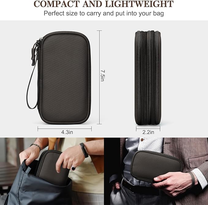 FYY Electronic Organizer, Travel Tech Pouch Bag, Cable Organizer Coffee | Wrist - Image 2