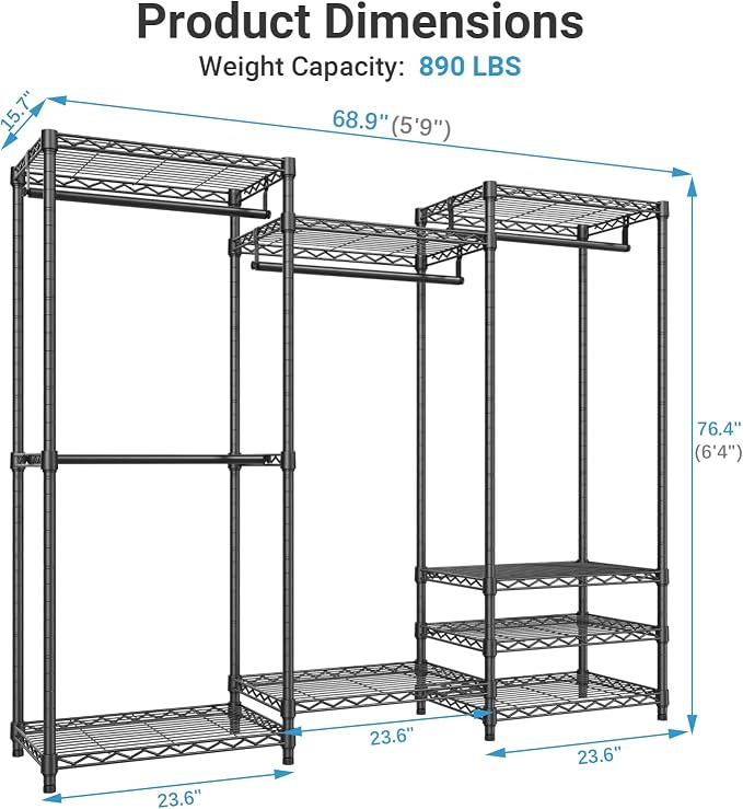 VIPEK V5 Heavy Duty Clothes Rack, Freestanding Modular Closet System, 4 x 23.6 - Image 5