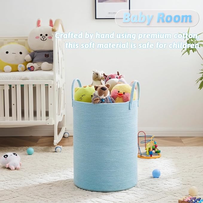 Laundry Basket, Woven Cotton Rope Laundry Hamper, 60L - Image 4