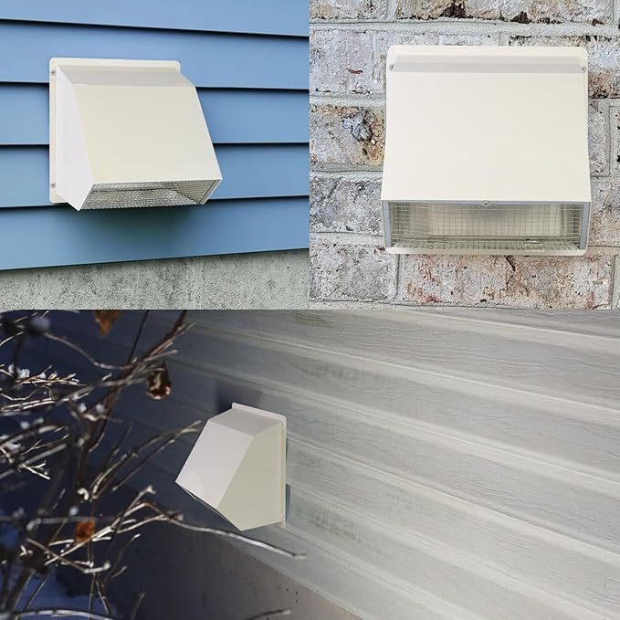3 Inch Dryer Vent Cover Outside,Wall Vent Cover,Outdoor Dryer Exhaust Vent Cover for Dryer Duct Air Ventilation,Wall Mount Extractor Vent Cap with Screen and Damper,Galvanized Steel,White