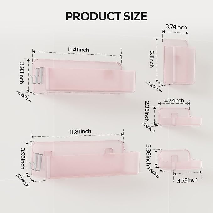 Nieifi Adhesive Shower Shelves, 5 Pieces - Image 2