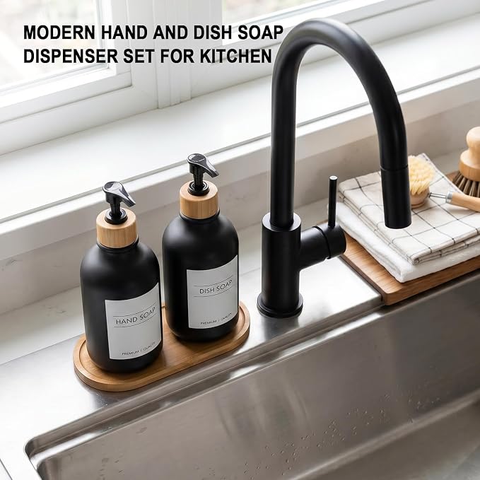 KASUNTING Hand and Dish Soap Dispenser Set, Plastic Kitchen Soap Dispenser Set - Image 6