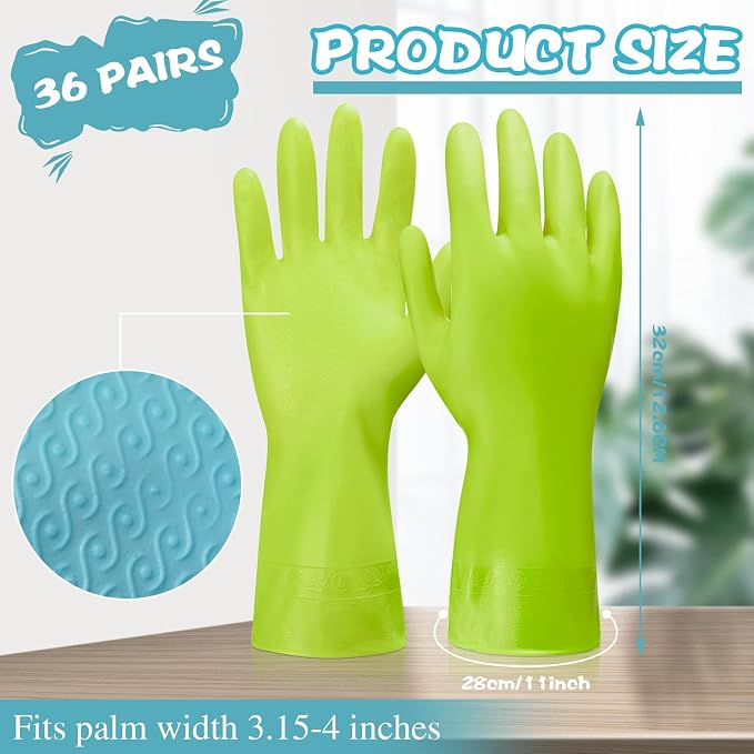 Rubber Reusable Gloves Long Household Dishwashing Gloves Kitchen Cleaning - Image 2