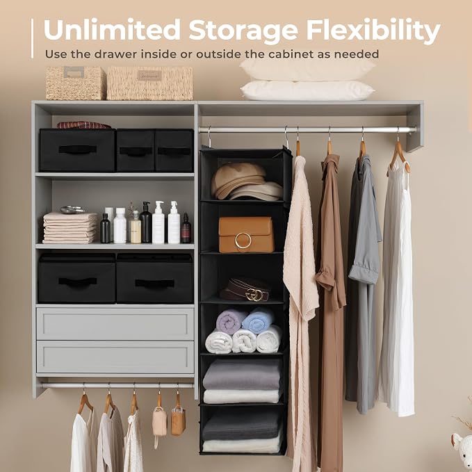 GRANNY SAYS Hanging Closet Organizer, 5 Drawers, 6 Shelves, 6 Pockets | Hanging - Image 6