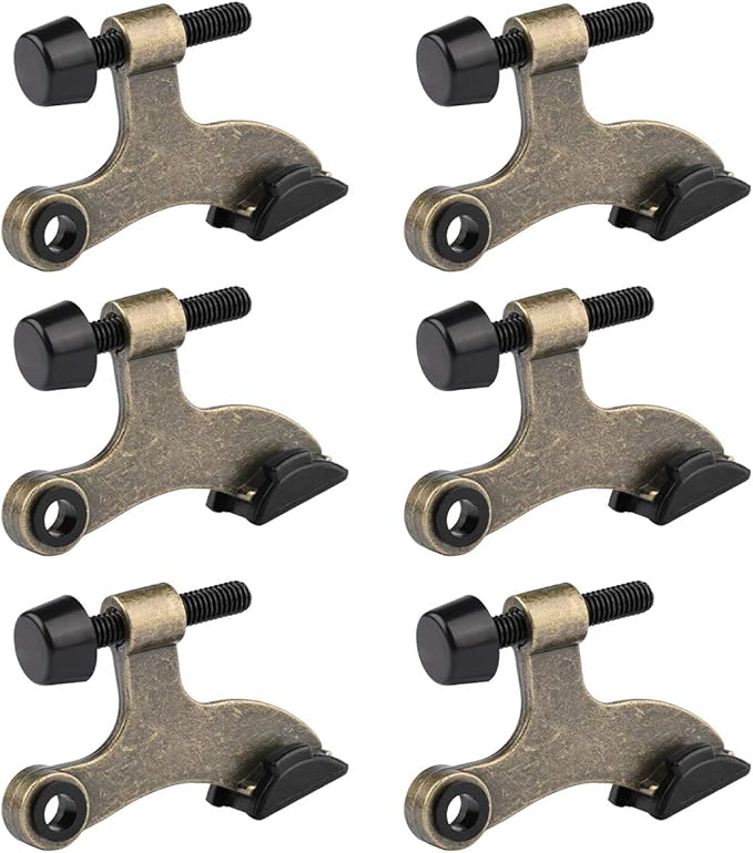 HOMOTEK 6 Pack Hinge Pin Antique Brass Door Stopper, Adjustable Deluxe Heavy by HOMOTEK