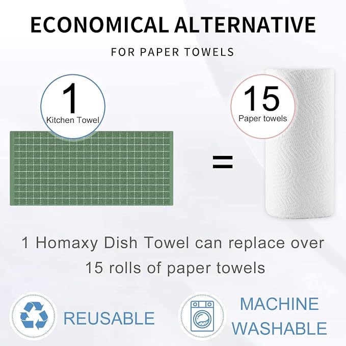 Homaxy Kitchen Towels and Dishcloths Set, Grass Green - Image 7