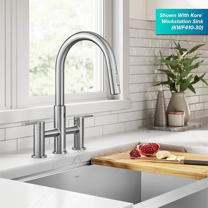 KRAUS Oletto Touchless Sensor Bridge Kitchen Faucet - Image 8