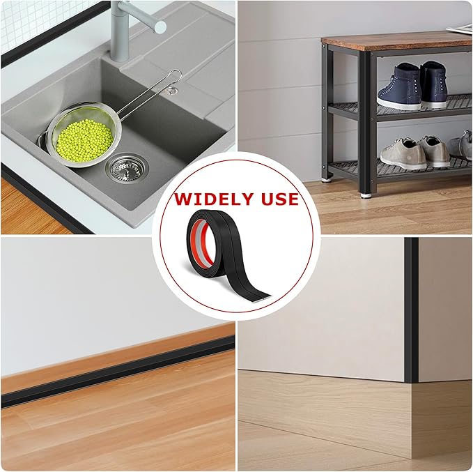 Flexible Wall Corner Protector Moulding Trim Peel and Stick Wall Corner Guards Edge Protector Self Adhesive Molding Trim Strip for Edge Ceiling (Black, 0.8 in x 40 Ft)
