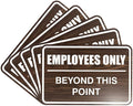 All Quality Classic Framed Employees Only Beyond This Point Wall or Door Sign | Easy to Install Business Signage - Large (Walnut) 5 Pack