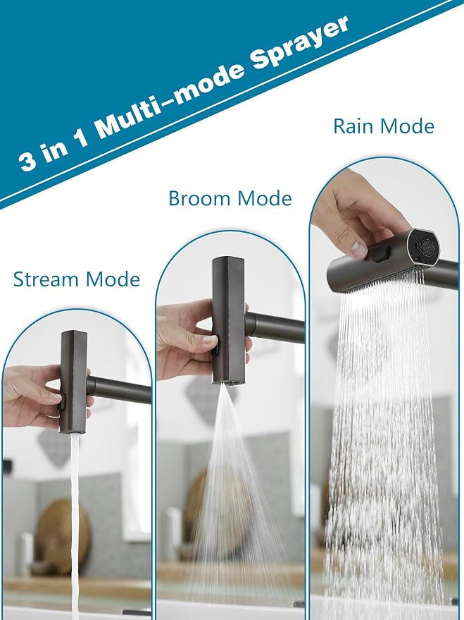 Kitchen Faucets with Pull Down Sprayer, Waterfall Kitchen Sink Faucet, - Image 2