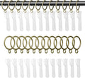 1.5 Inch Curtain Rings with Hooks, 24 Pack Bronze Metal Drapery Rings with Pins by GASRONS