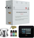 Builders Series 6kW Steam Bath Generator with Quickstart Continuous Steam, Black Digital Touch Pad, Built-in Auto-Drain, and Aroma Steamhead in Polished Chrome