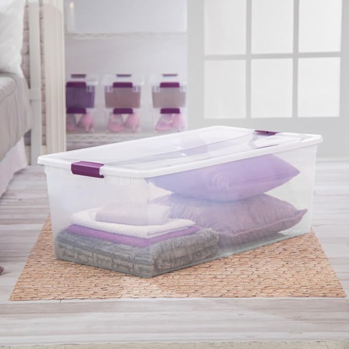 Sterilite 16-Pack 110 Quart ClearView Latch Box, Stackable Organizer Bins - Image 6