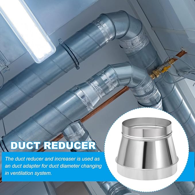PATIKIL 12 Inch to 10 Inch Round Duct Reducer Increaser Connector, Galvanized Steel Air Duct Adapter Pipe Fitting for Bathroom Kitchen Inline Ventilation Systems, Silver Tone