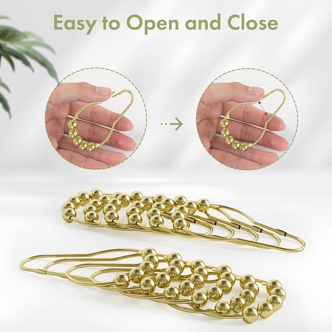 Gold Shower Curtain Hooks, Amazer Shower Curtain Rings Hooks, Rust Proof Shower - Image 5