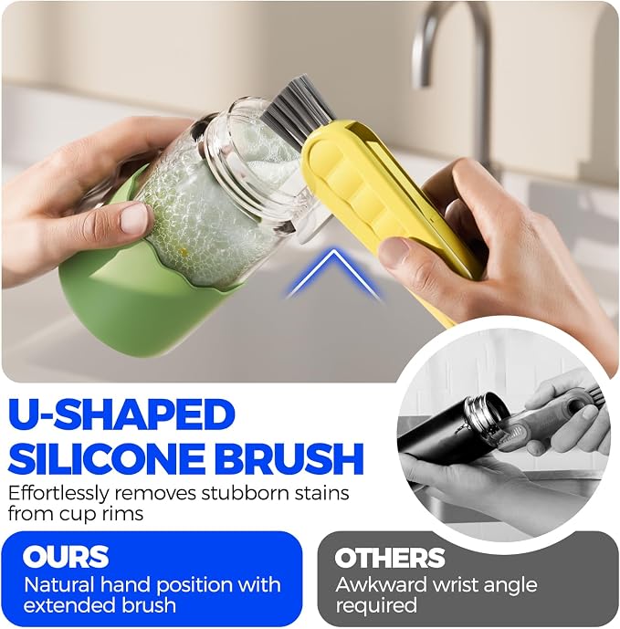 Holikme 6 Pack 4 in 1 Cup Lid Cleaning Brush 3 Straws Bottle Brush, Silicone - Image 2