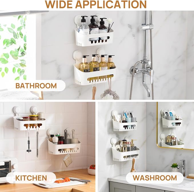 LEVERLOC Shower Caddy Suction Cup, Shower Organizer Bathroom Shelf - Image 6
