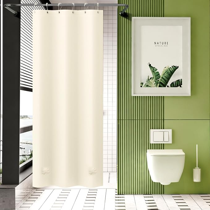 AmazerBath Stall Shower Curtain 36x72, Small Shower Curtain Liner Cream Heavy by AmazerBath