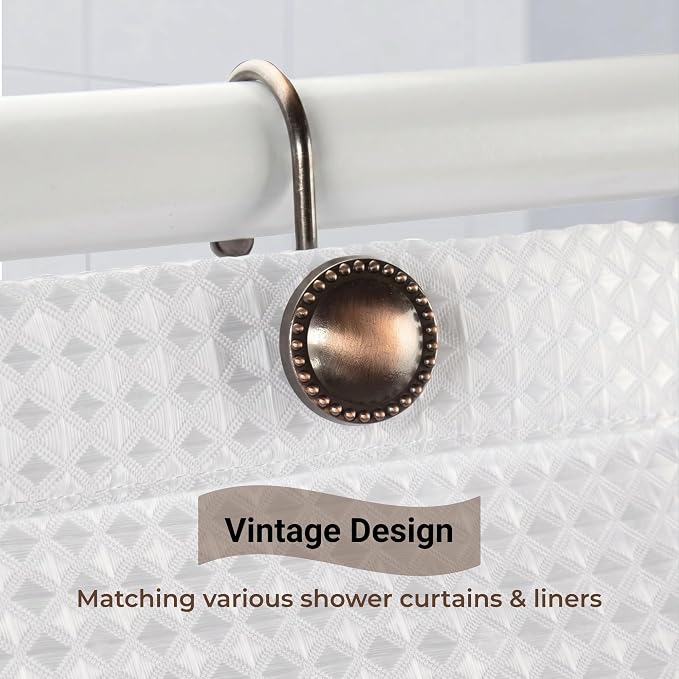 Shower Curtain Hooks, Rust-Resistant Decorative Rings, Bronze | Heavy-Duty - Image 4