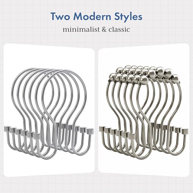Bathway Shower Curtain Hooks Chrome Shower Curtain Rings - Image 7