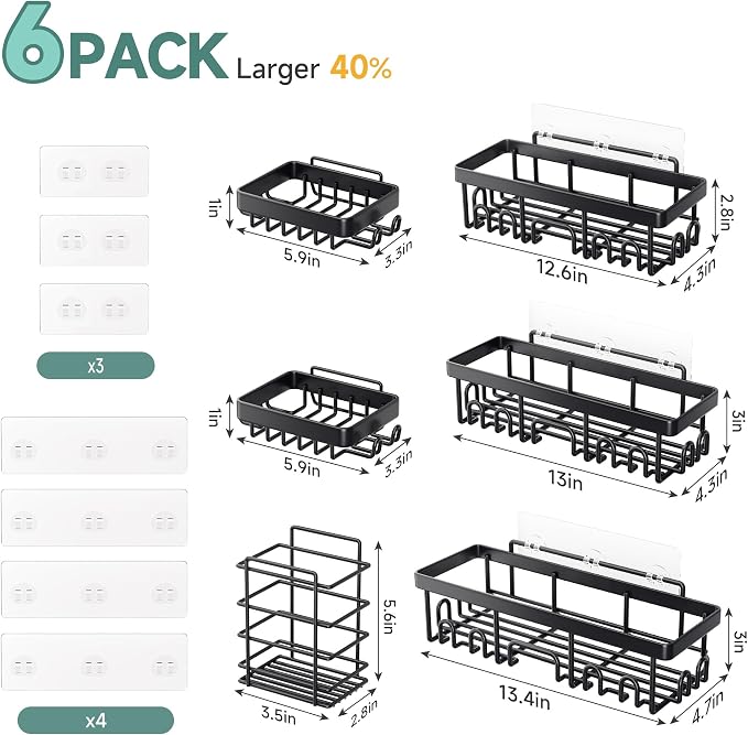 Veken Shower Caddy 6-Pack, Bathroom Organizers and Storage Shelves - Image 7