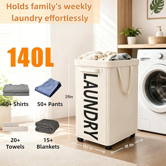 Optish 140L Extra Large Laundry Basket - Image 4