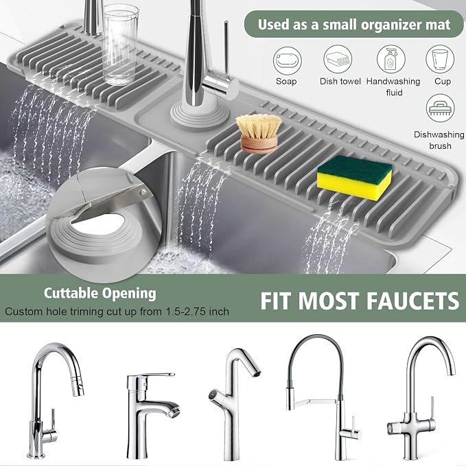 24-Inch Kitchen Sink Splash Guard Mat | 7° Slope - Image 6