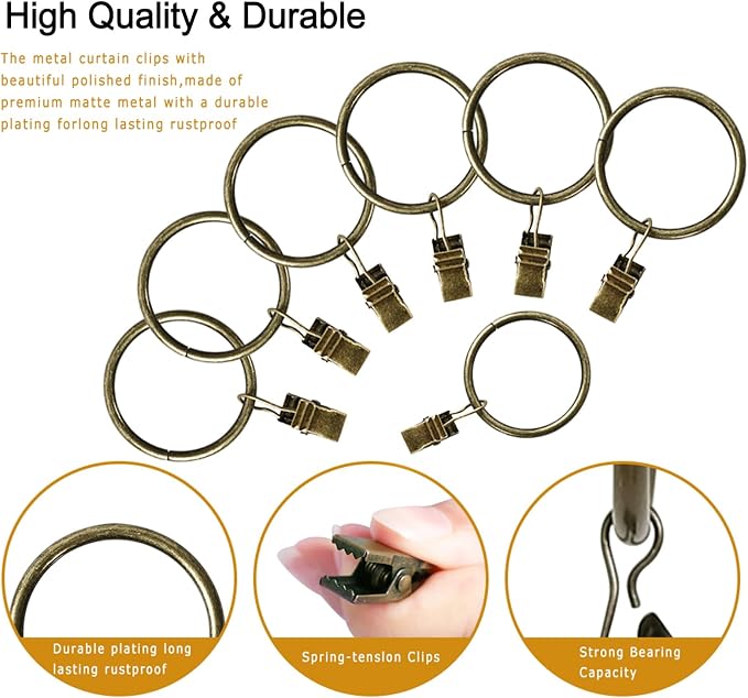 Lansian 44 Pack Curtain Rings - Image 2