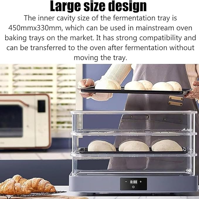 All-in-One 40L Electric Bread Proofer & Dough Raising Box Professional Proofing Box with Precise Temperature & Timing Control, Automatic Humidity for Perfect Fermentation