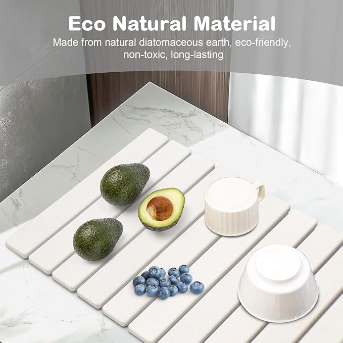 Large Stone Dish Drying Mats for Kitchen Counter, Quick Drying Collapsible Dish - Image 5