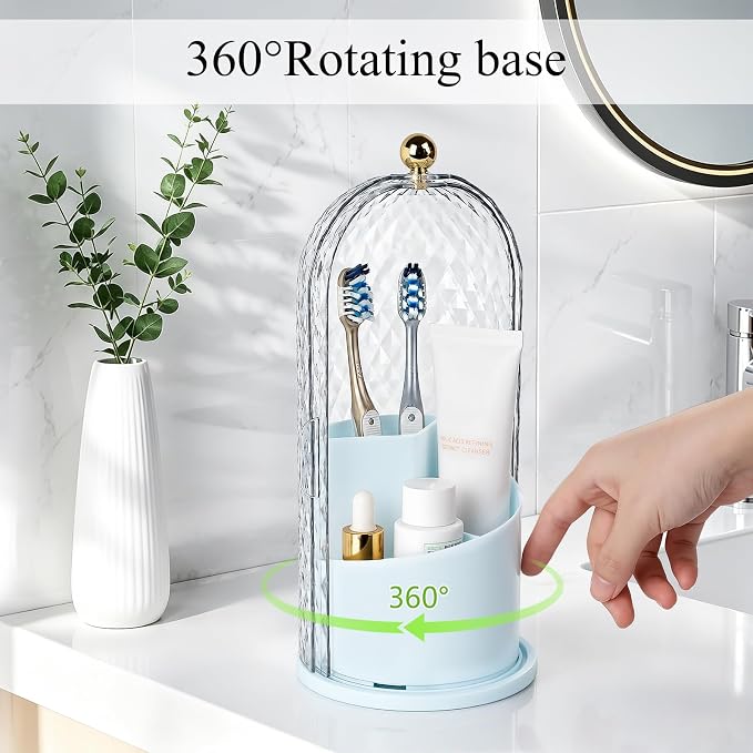 Toothbrush Holder with Cover for Bathroom Countertop, Toothpaste, Self Draining - Image 3