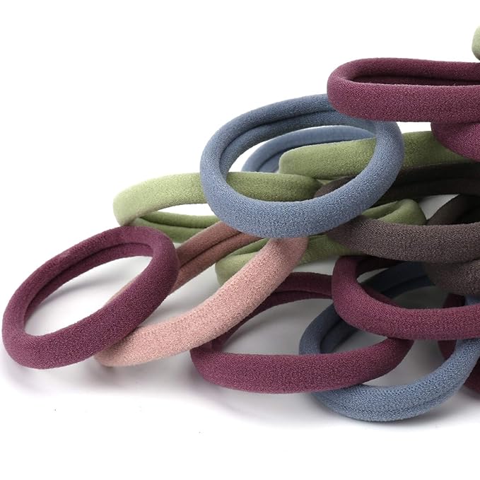 50PCS Large Hair Ties, Thick Cotton Seamless Hair Ties, Hair Elastic Ponytail Holders, No Damage for Thick Heavy Hair, 2 Inch in Diameter, 5 Colors