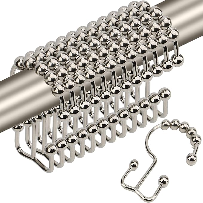 Gidse Shower Curtain Hooks, Sturdy Stainless Steel Double Sided Shower Hooks by Gidse