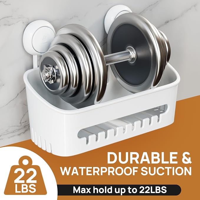 LEVERLOC Shower Caddy Suction Cup, Shower Organizer Bathroom Shelf - Image 4
