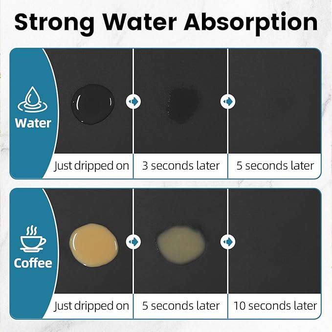 PoYang 24x16 Inch Coffee Mat, Large Dish Drying Mat, Stain-Hiding, Non-Slip & - Image 4