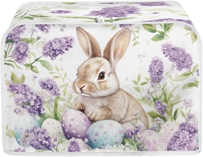 Easter Egg Bunny Print Toaster 4 Slice Cover Dust Fingerprint Protection Universal Size Kitchen Appliance Waterproof Cover