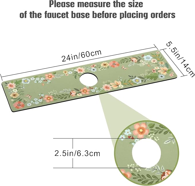 Sink Faucet Absorbing Mat, 2 Pack Drying Mat Around Faucet Sink Splash Guard - Image 2