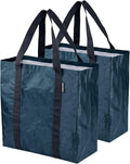 CleverMade Open-Top Storage Tote, 42L Grocery Tote, 2 Pack, Ocean | Load by CleverMade