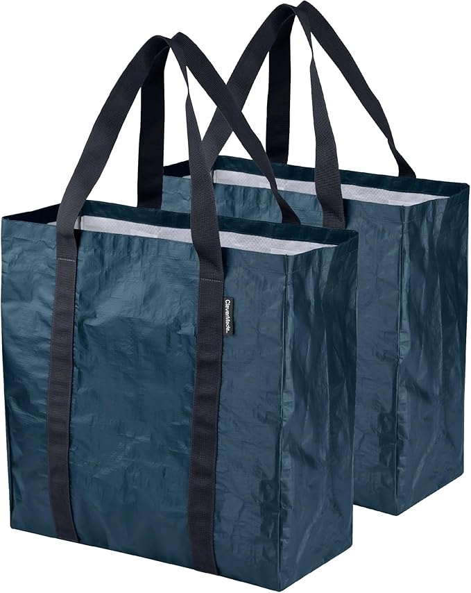 CleverMade Open-Top Storage Tote, 42L Grocery Tote, 2 Pack, Ocean | Load by CleverMade