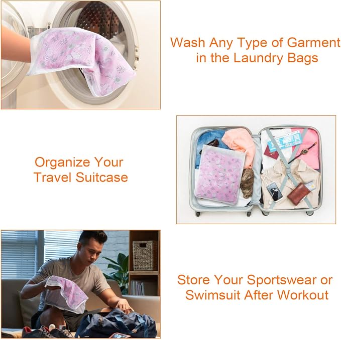 Fine Mesh Laundry Bags for Delicates, 3 Pack Reusable Wash Bags - Image 7