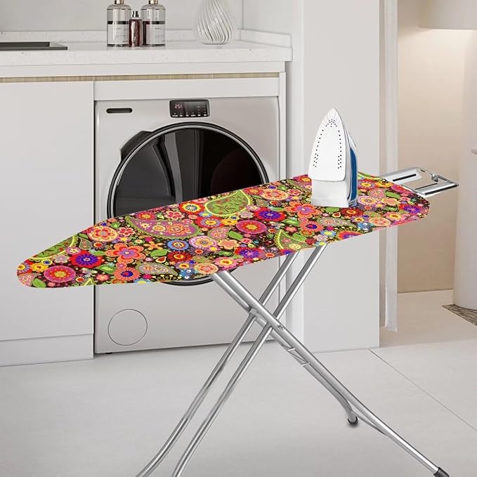 70s Paisley Hippie Floral Print Polyester Ironing Board Cover Hook & Loop - Image 2