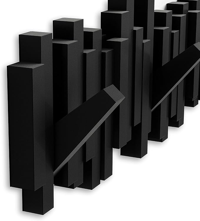 Umbra Sticks Wall Mount Coat Rack, 5 Hook Retractable Pegs, sculptural modern - Image 7