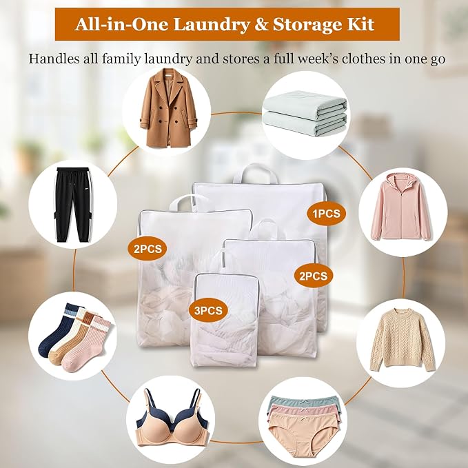8 Pcs Mesh Laundry Bags for Delicates, Large Laundry Bag - Image 4