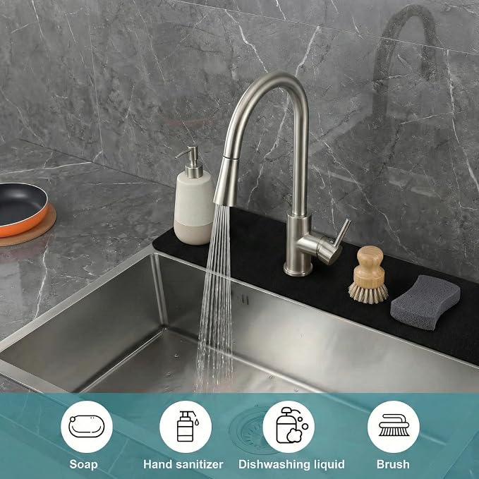 33 Lx5.5 W Long Kitchen Sink Faucet Mat: Customizable Black Splash Guard - Image 8