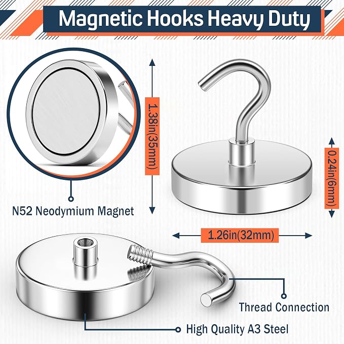 FINDMAG 20 Pack Magnetic Hooks, 110LB+ Magnet Hooks Heavy Duty - Image 7