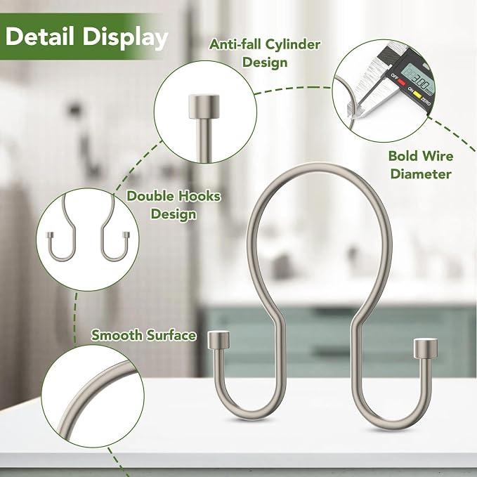 Goowin 24 Pack Shower Curtain Hooks, Simple Shower Curtain Rings, Sturdy Shower - Image 4
