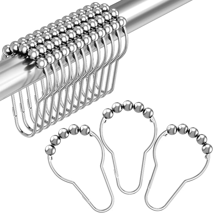 Shower Curtain Hooks, Decorative Shower Curtain Hooks Rust Proof Stainless by Amazer